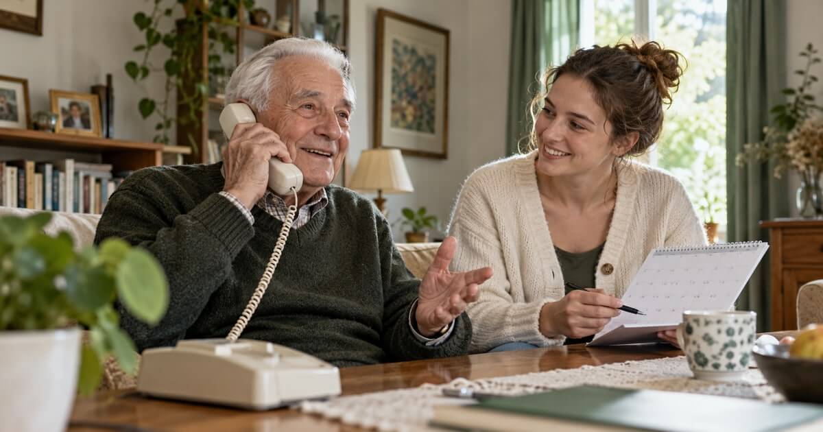 Illustration: Coordinating family care when a loved one has no smartphone