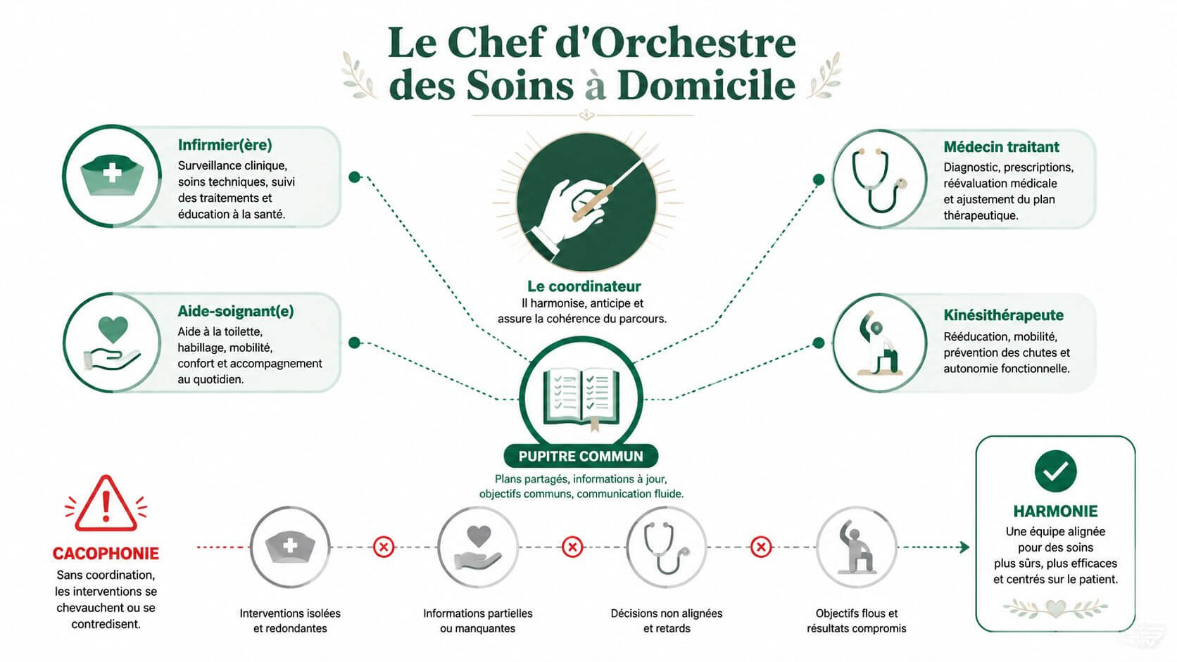 Infographic illustrating the coordinator's role in the smooth and effective management of home care.