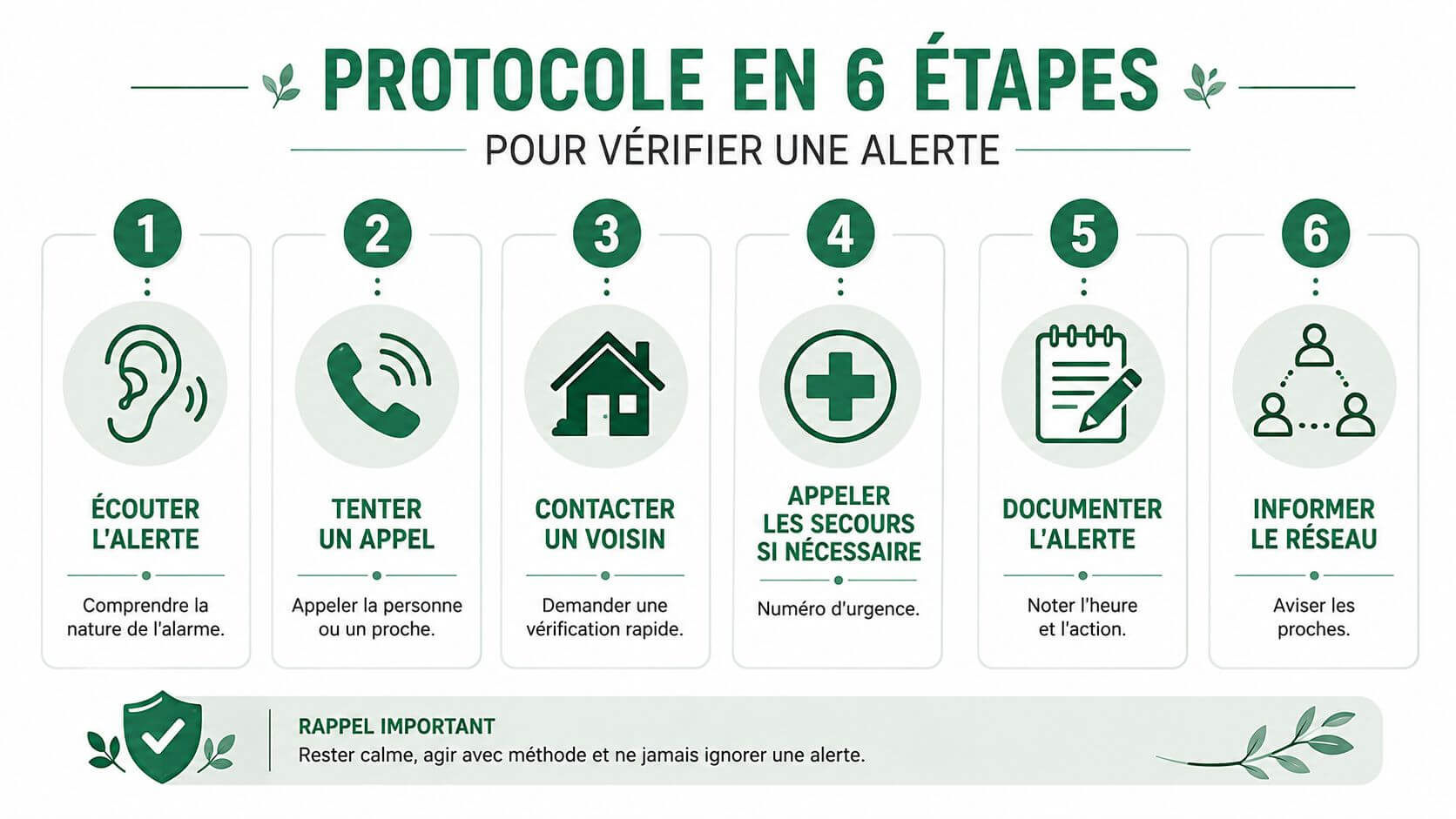 An infographic illustrating the six-step protocol to effectively verify an alert and respond quickly.