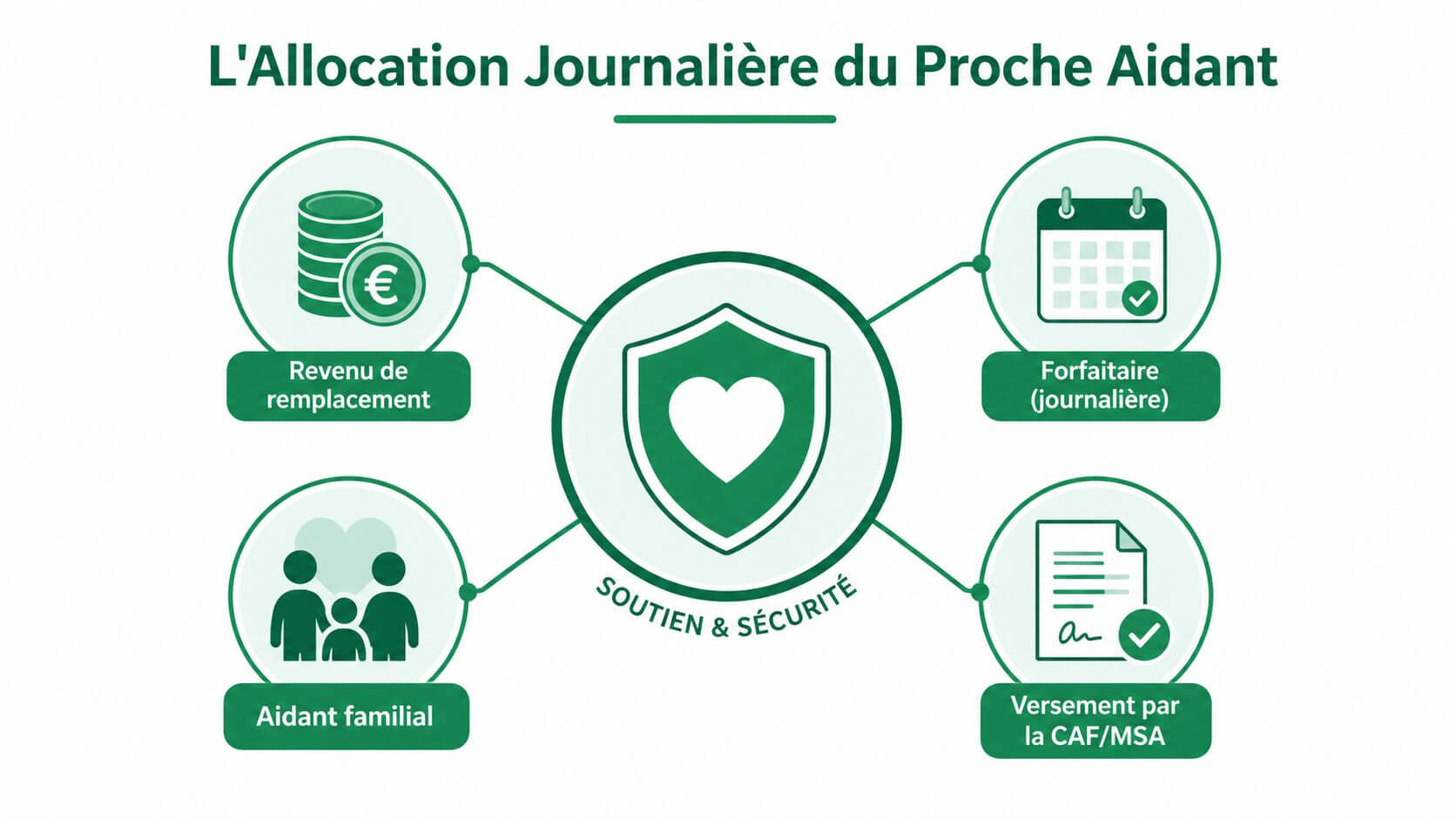Infographic illustrating the Daily Allocation of the Near Helper with icons on support and security.